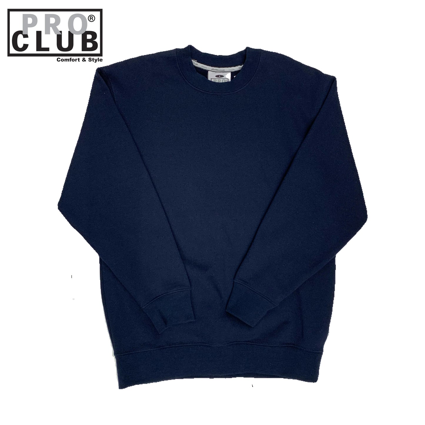 Pro Club Men's Heavyweight Crew Neck Fleece Pullover Sweater S to 5XL - Navy