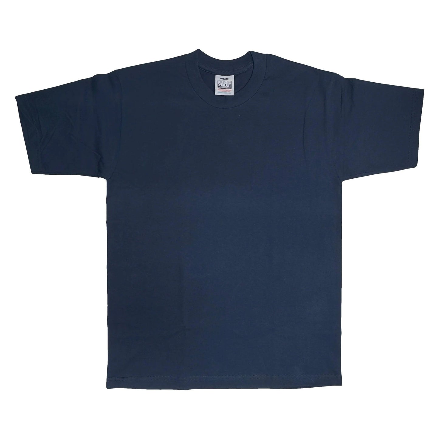 Pro Club Men's Heavyweight Cotton Short Sleeve Crew Neck T-Shirt - Navy - Singles