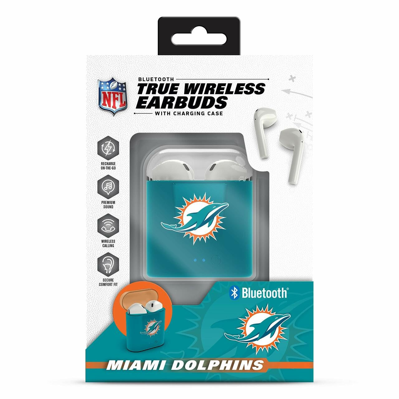 NFL Miami Dolphins True Wireless Bluetooth Earbuds