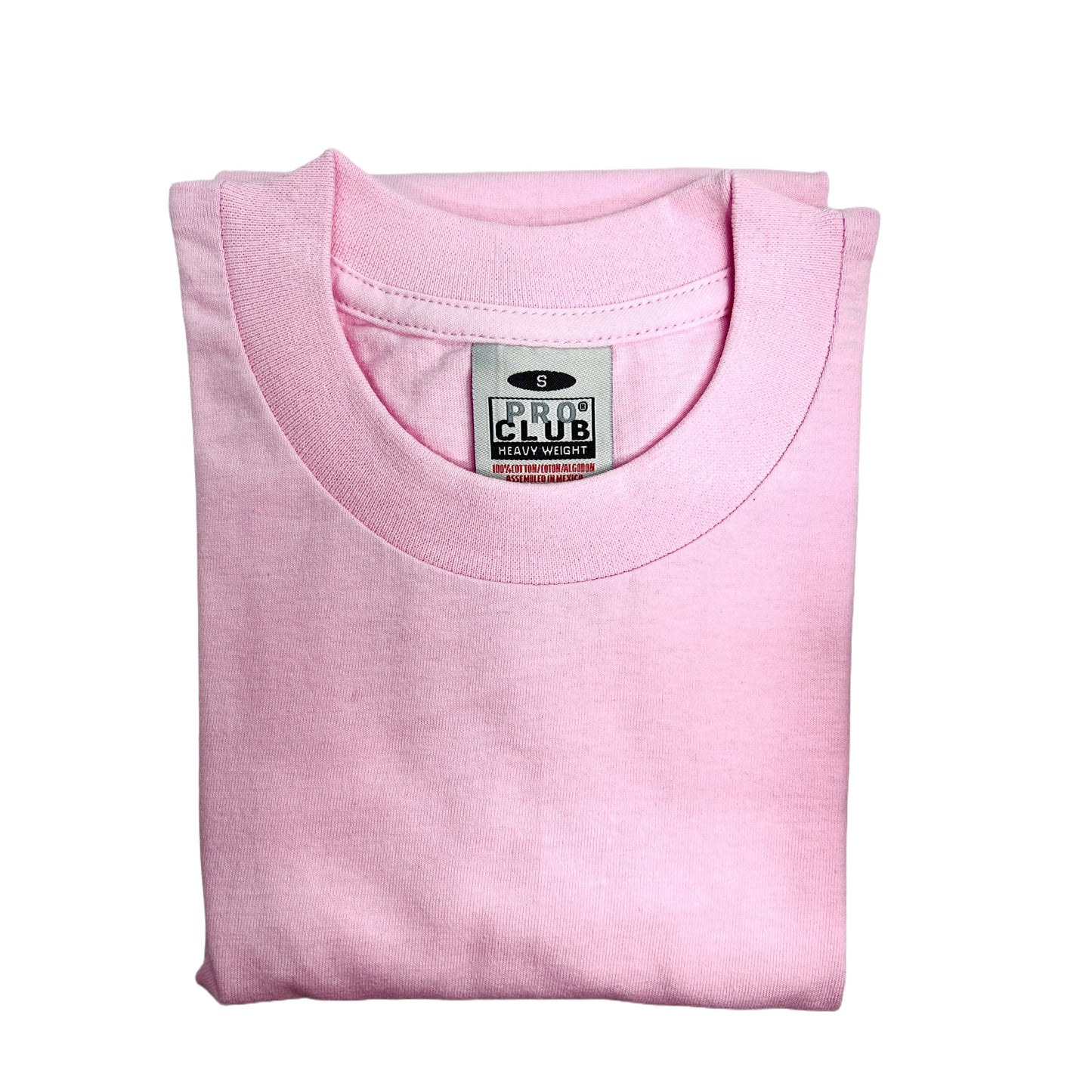 Pro Club Men's Heavyweight Cotton Short Sleeve Crew Neck T-Shirt - Pink - Singles