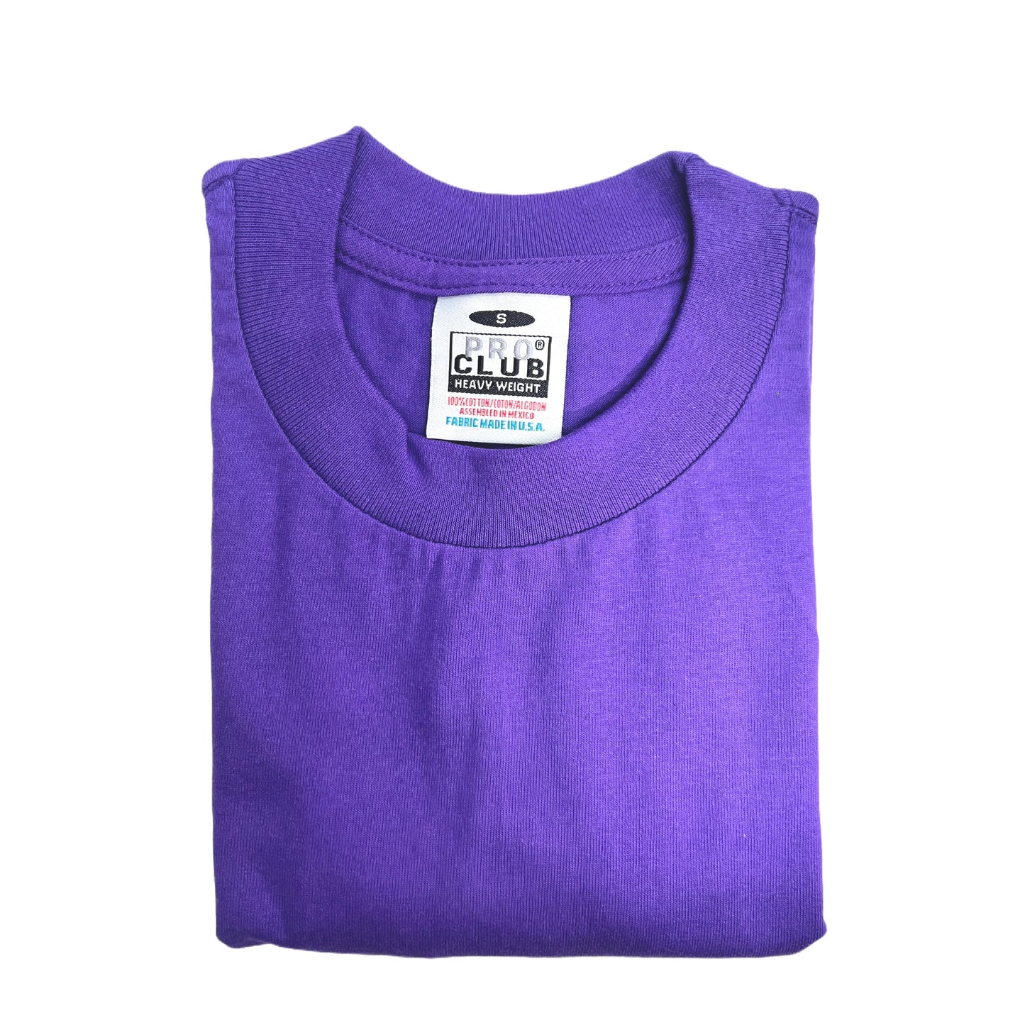 Pro Club Men's Heavyweight Cotton Short Sleeve Crew Neck T-Shirt - Purple - Singles