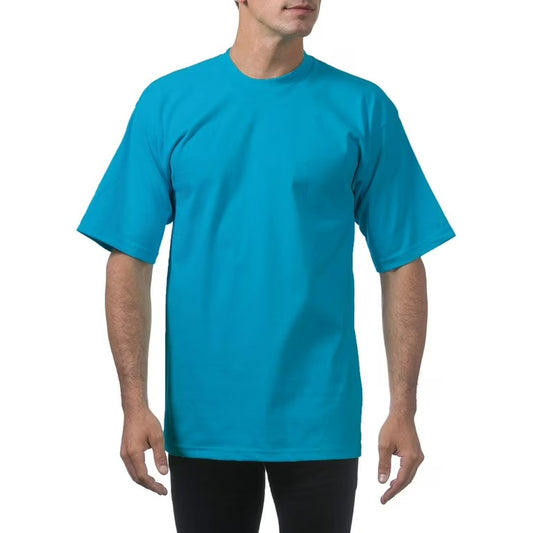 Pro Club Men's Heavyweight Cotton Short Sleeve Crew Neck T-Shirt - Turquoise - Singles