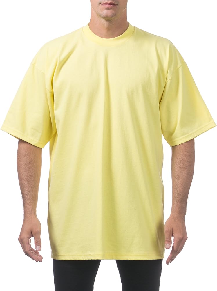 Pro Club Men's Heavyweight Cotton Short Sleeve Crew Neck T-Shirt - Yellow - Singles