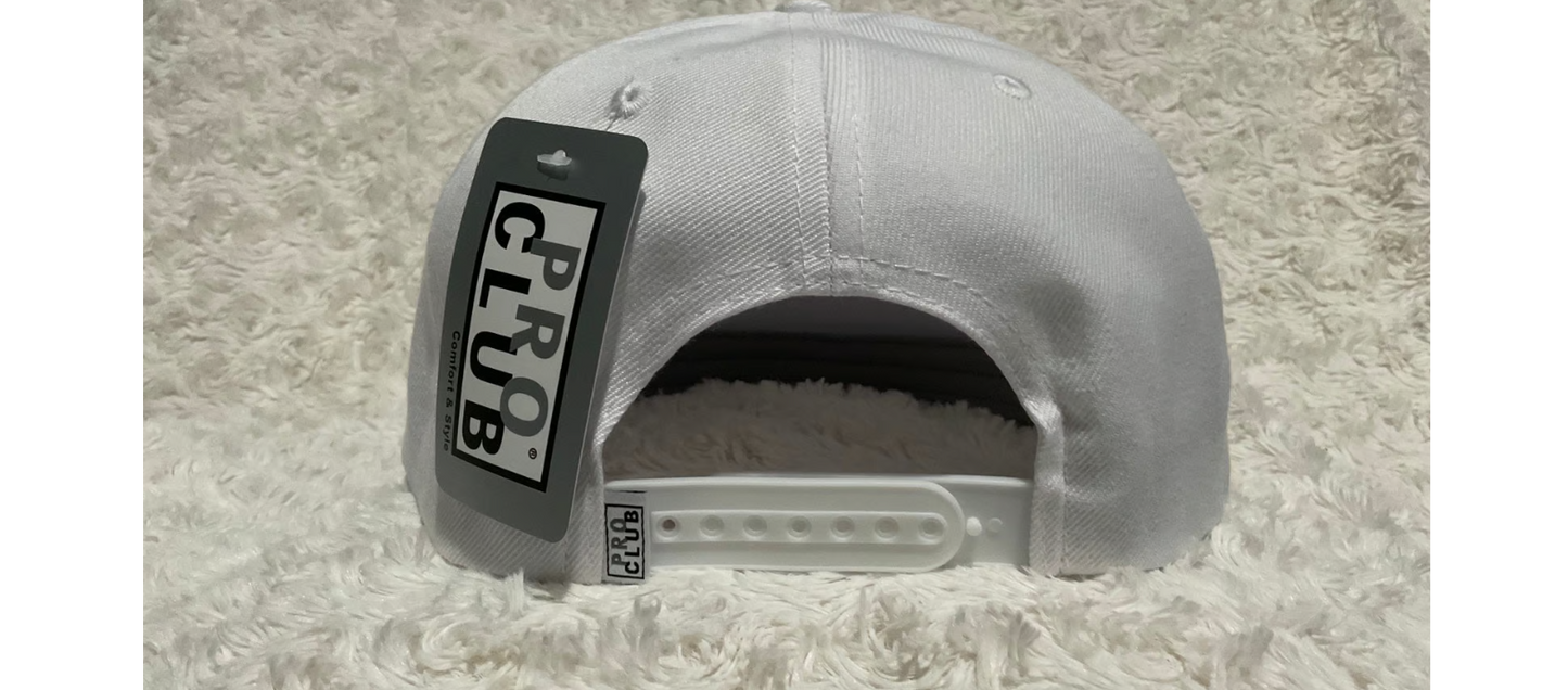 ProClub White SnapBack Hat With 3D Pro Club Logo