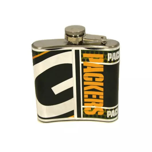 Green Bay Packers 6oz Stainless Steel Flask with Metallic Graphics