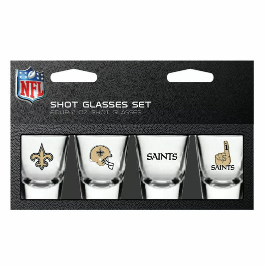 NFL New Orleans Saints Shot Glass Set 4 Pack Shot Glass Set