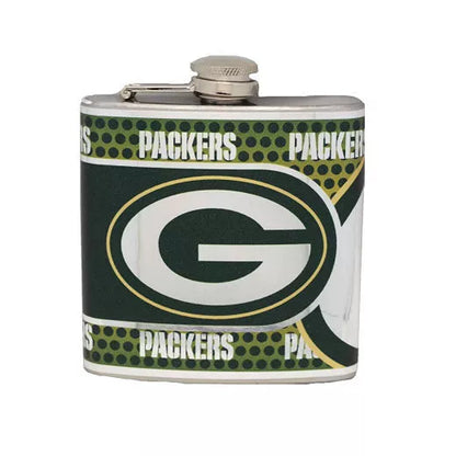 Green Bay Packers 6oz Stainless Steel Flask with Metallic Graphics