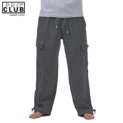 Pro Club Men's Heavyweight Fleece Cargo Sweatpants Charcoal(Dark Gray)