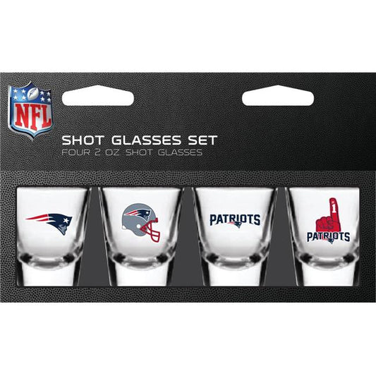 New England Patriots Shot Glasses Set Four 2oz