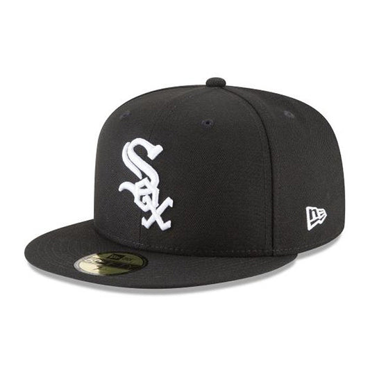 New Era 59FIFTY MLB 시카고 화이트삭스 블랙 앤 화이트 베이직 핏 모자