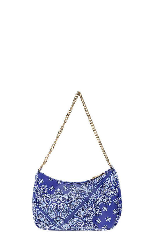 Paisley Bandana U Shape 2way Mini Shoulder Bag Blue