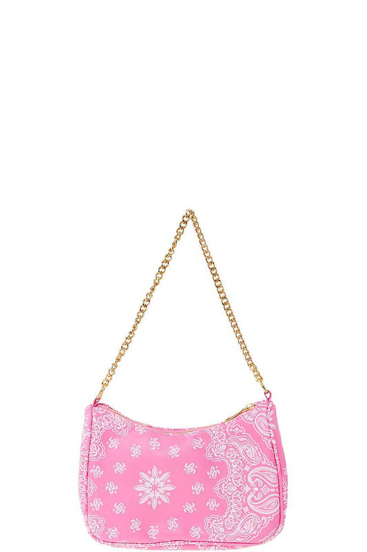 Paisley Bandana U Shape 2way Mini Shoulder Bag PINK