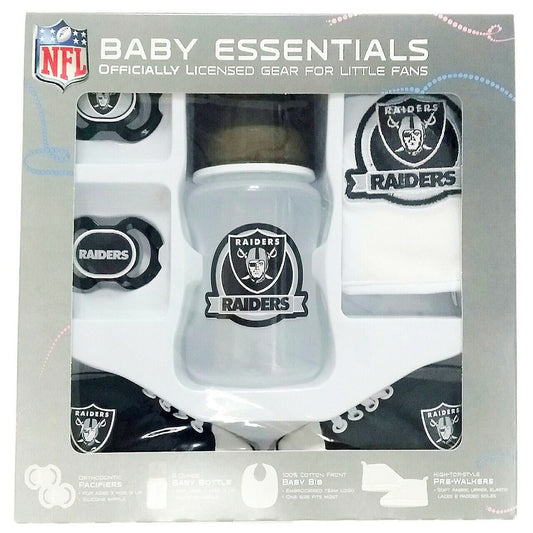 Raiders Baby Essentials - Juego de regalo para recién nacido (5 piezas) 