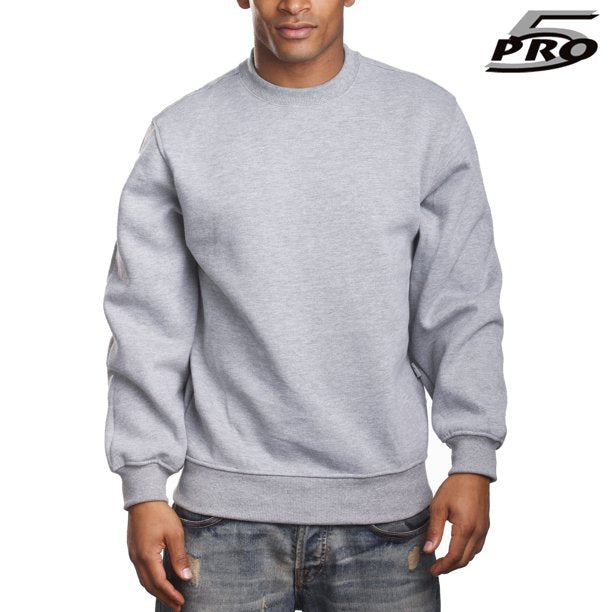 PRO 5 Men's Heavy Weight Fleece Crew neck Pullover Sweater S to 5XL - Heather Grey