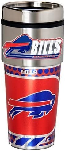 Buffalo Bills Vaso de viaje metálico de acero inoxidable de 16 onzas