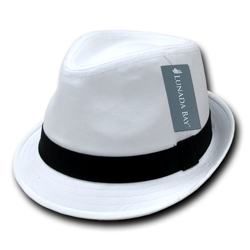 Men's Basic Poly Woven Fedora Hats White/Black