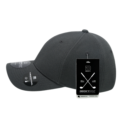 Golf Pique Pattern Adjustable Low Crown Structured Caps Charcoal Grey