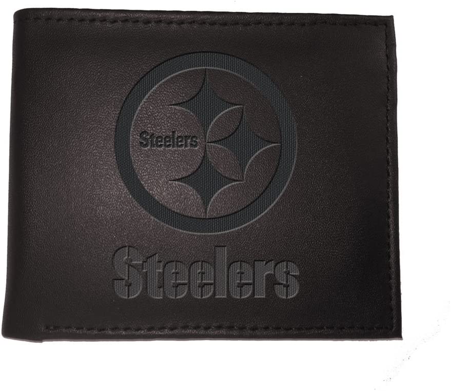 Black Leather Pittsburgh Steelers Bi-fold Wallet