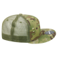 High Crown Multi Camo Trucker Snapback Cap, Camo/Olive Adjustable Hat