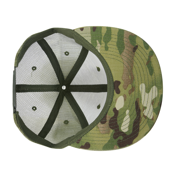 High Crown Multi Camo Trucker Snapback Cap, Camo/Olive Adjustable Hat