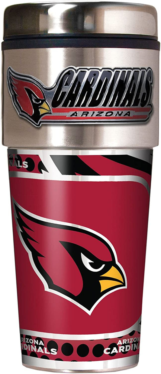 Arizona Cardinals Vaso de viaje metálico de acero inoxidable de 16 oz