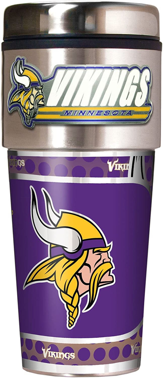 Minnesota Vikings Vaso de viaje metálico de acero inoxidable de 16 oz