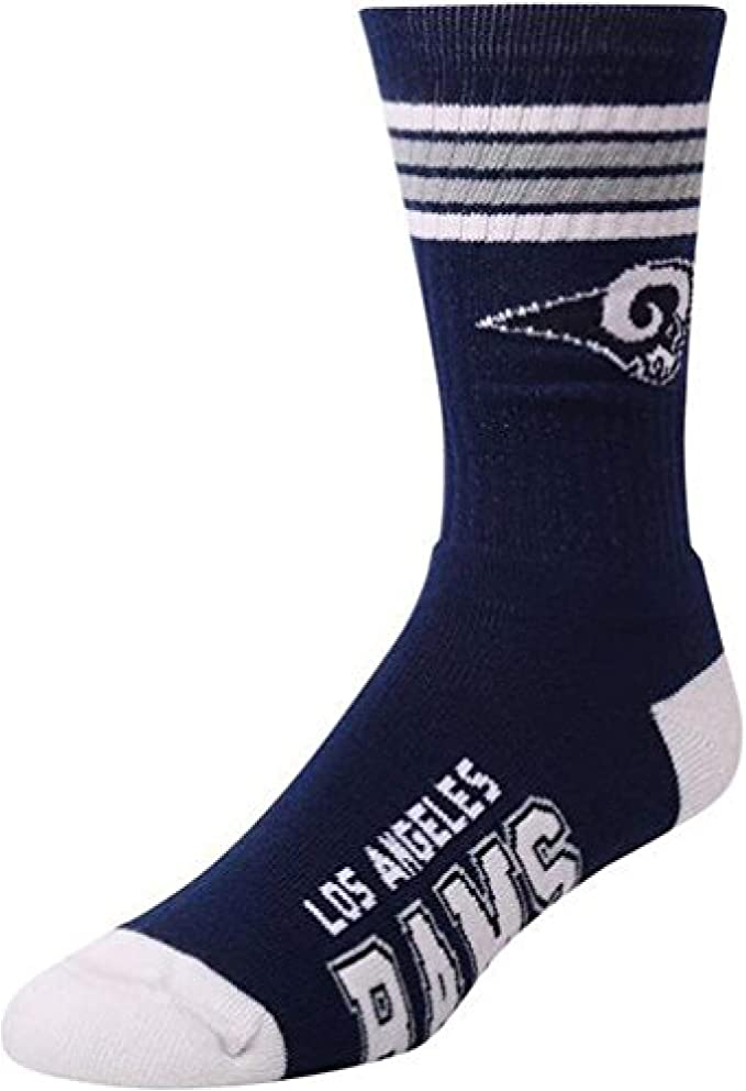 FBF 4 Stripe Deuce Crew Socks Los Angeles Rams Large(10-13)