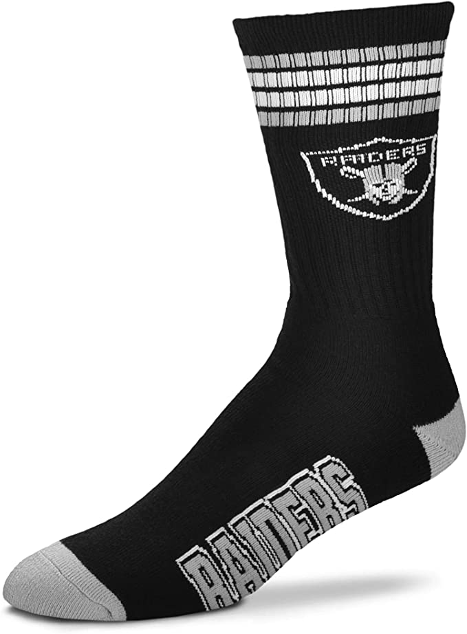 FBF 4 Stripe Deuce Crew Socks Oakland Raiders Large(10-13)