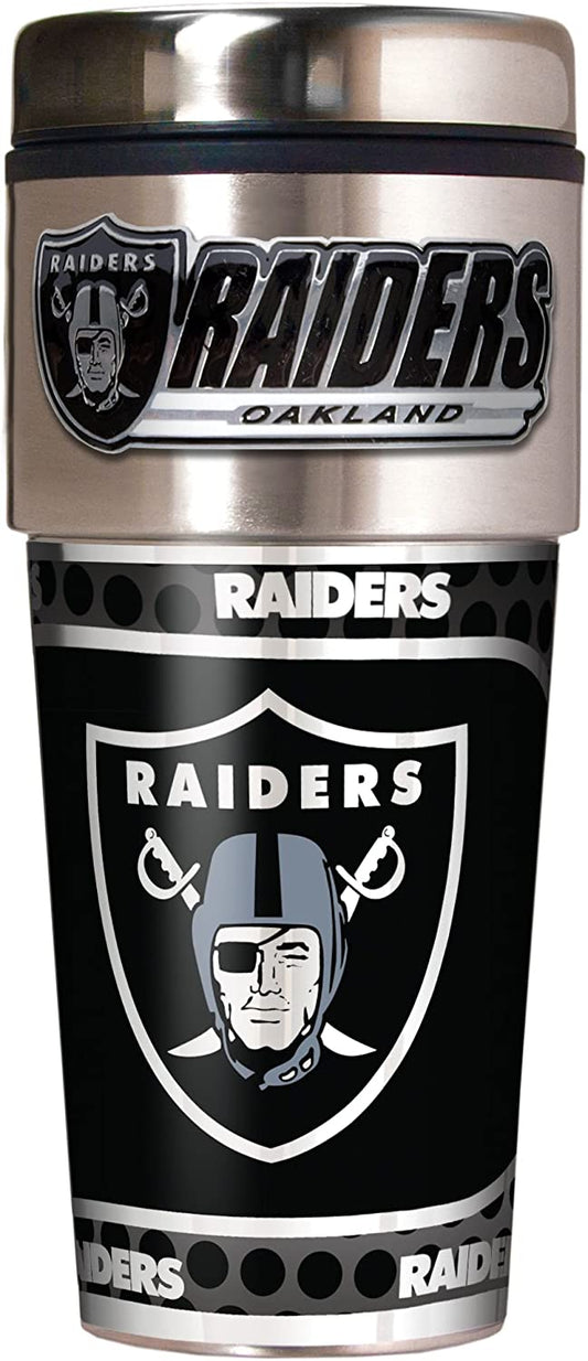 Oakland Raiders 메탈릭 여행 텀블러 스테인리스 스틸 16온스