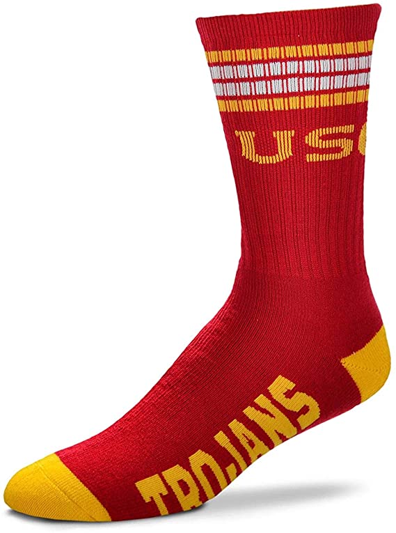 FBF 4 Stripe Deuce Crew Socks USC Trojans Large(10-13)