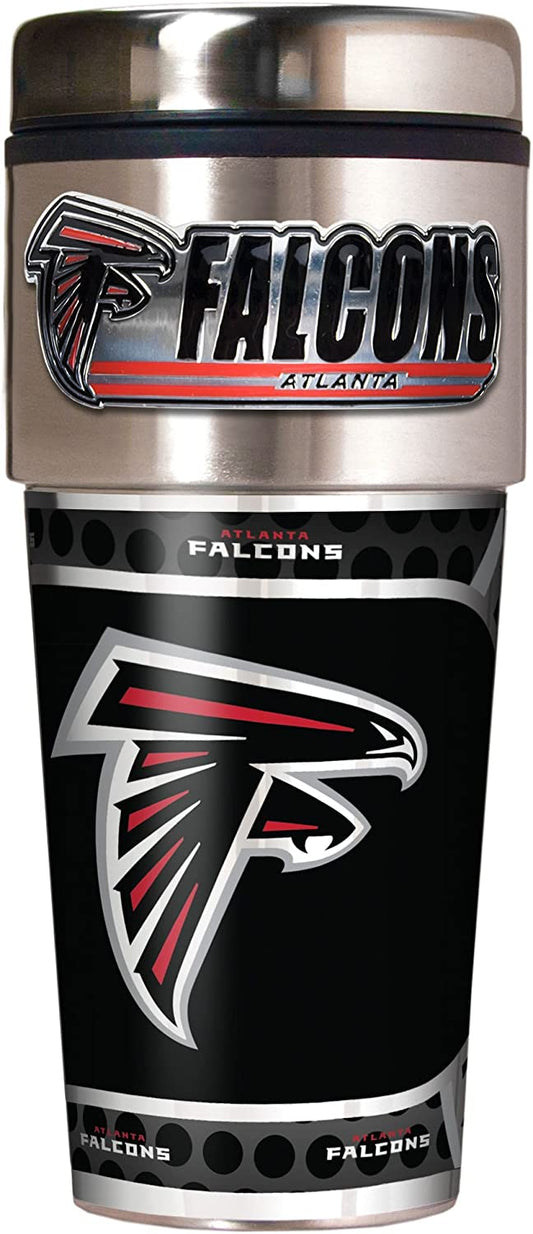 Vaso de viaje metálico de los Atlanta Falcons de acero inoxidable de 16 onzas