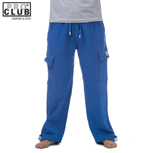 Pro Club - Pantalones de chándal cargo de forro polar pesado para hombre, color azul real