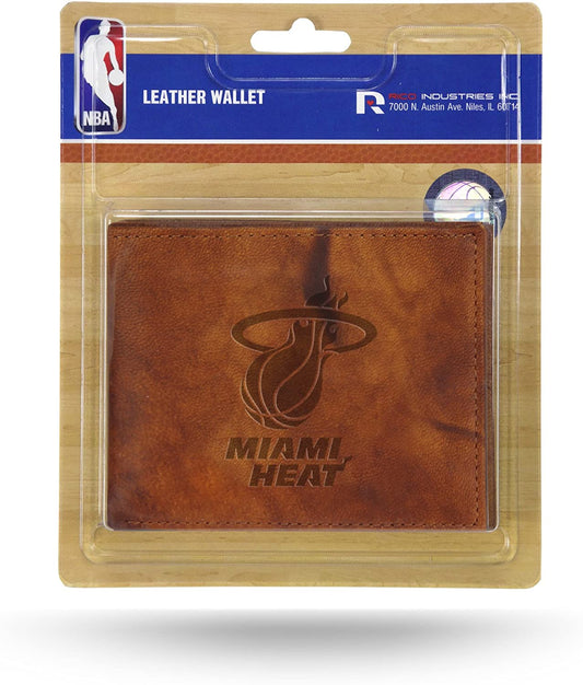 Miami Heat Embossed Leather Bi-fold Wallet Brown