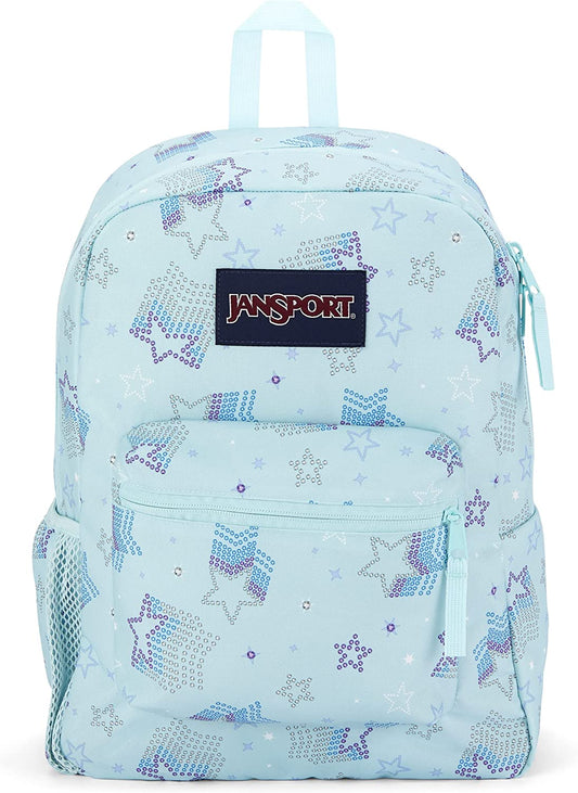 JanSport Cross Town, Sparkle Stars, One Size Blue School Backpack