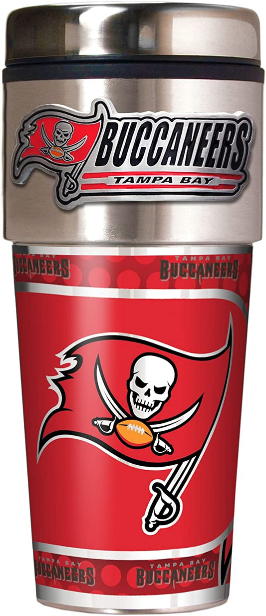 Tampa Bay Buccaneers Vaso de viaje metálico de acero inoxidable 16 oz