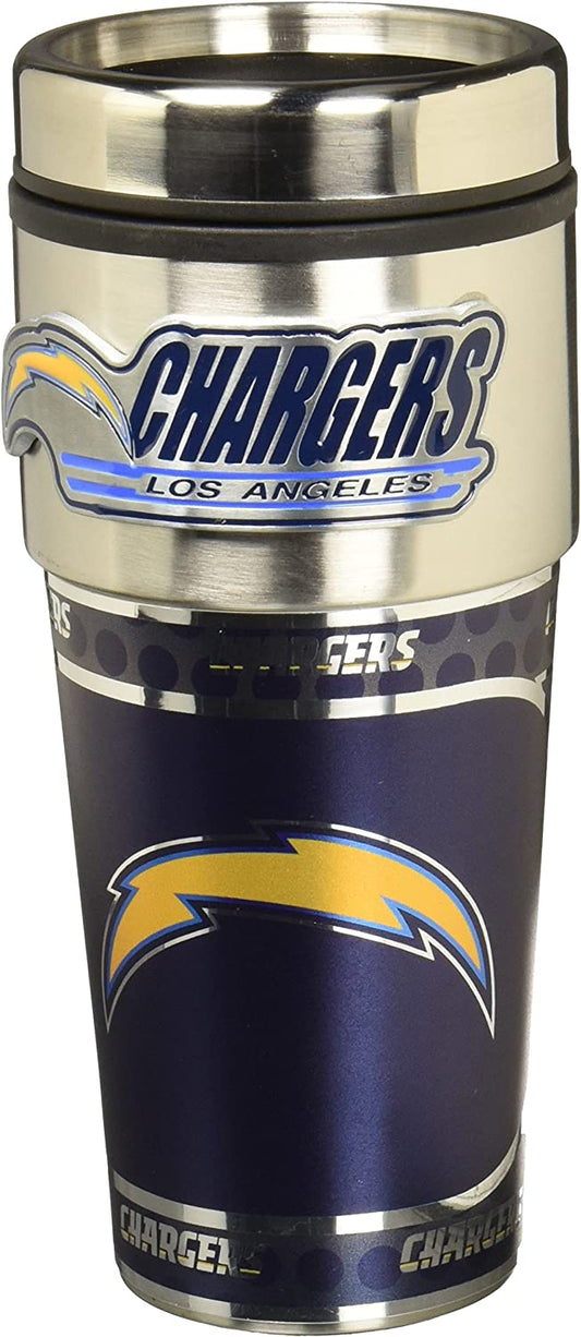 Los Angeles Chargers 메탈릭 여행용 텀블러 스테인리스 스틸 16온스