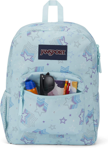 JanSport Cross Town, Sparkle Stars, One Size Blue School Backpack