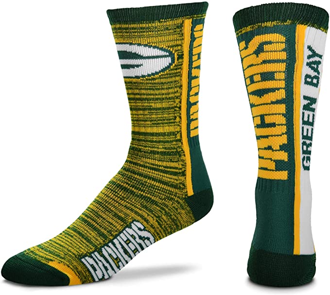 FBF Bar Stripe Vert Crew Socks Green Bay Packers Large(10-13)