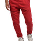 Unisex Active Fleece Premium Jogger Pants Casual Urban Basic Tapered fit Red