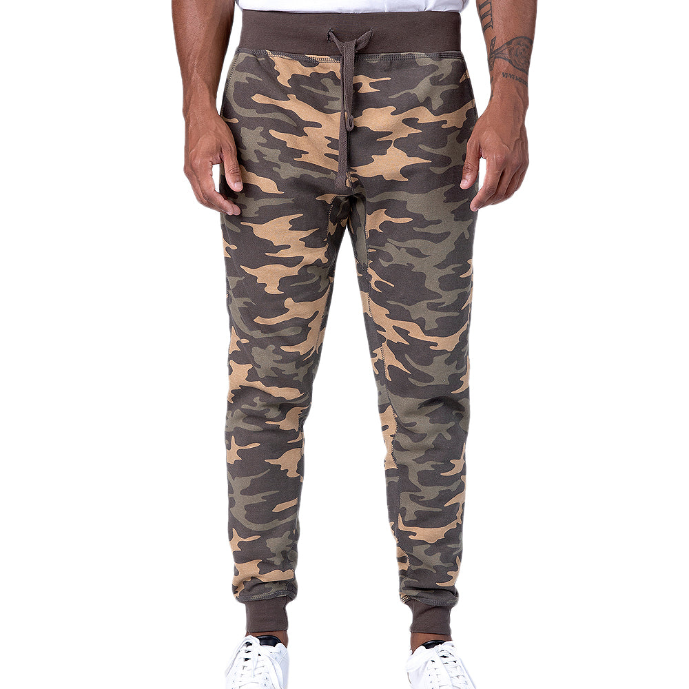 Unisex Premium Fleece Jogger Pants Khaki Camo