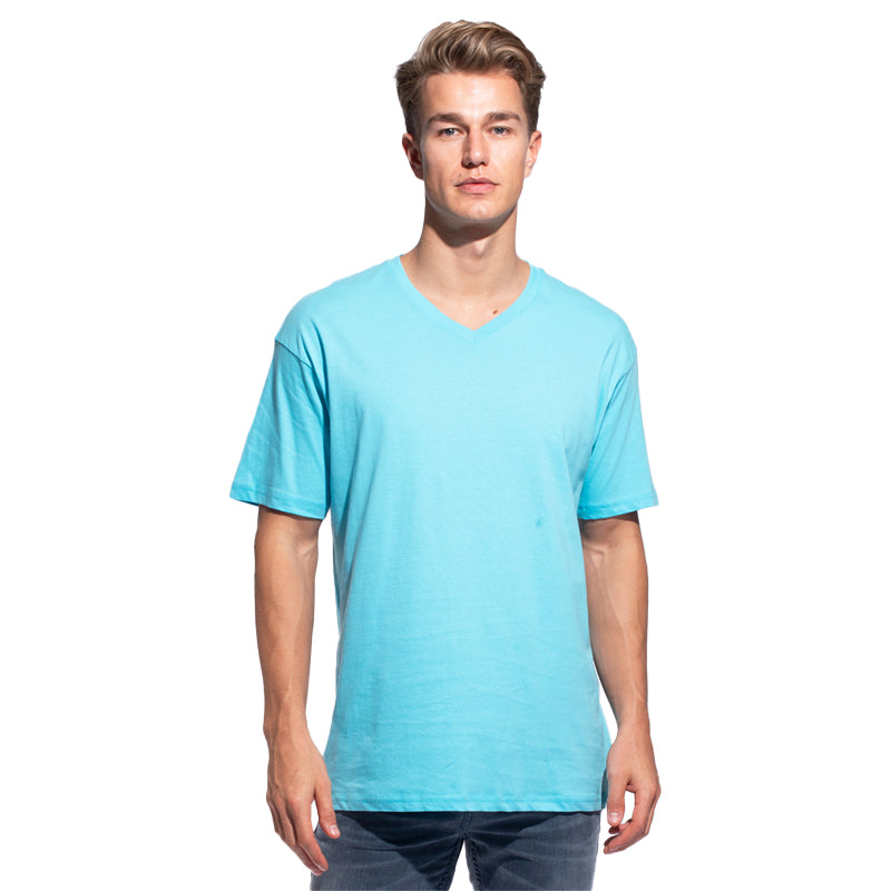 남성용 소프트 워싱 반소매 V넥 티셔츠 3팩 퍼시픽 블루