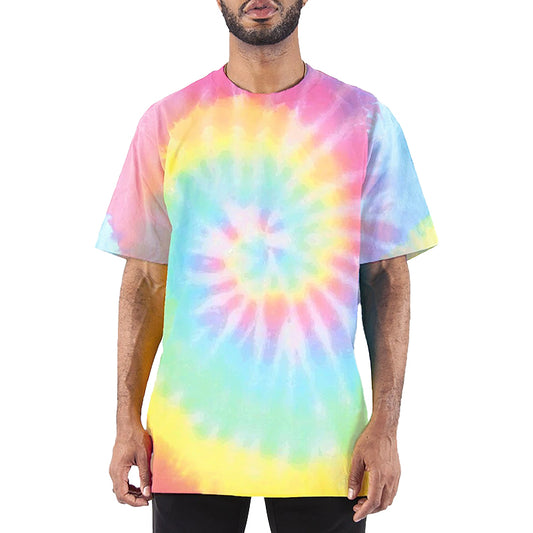 Men's MAX Heavyweight oversized TIE DYE T-SHIRT Sherbet Rainbow