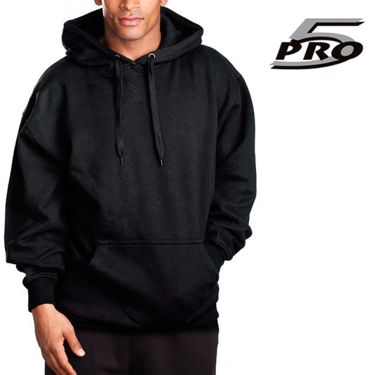 Pro 5 Men's Fleece Pull Over Hoodie Sweater Heavy Weight Black