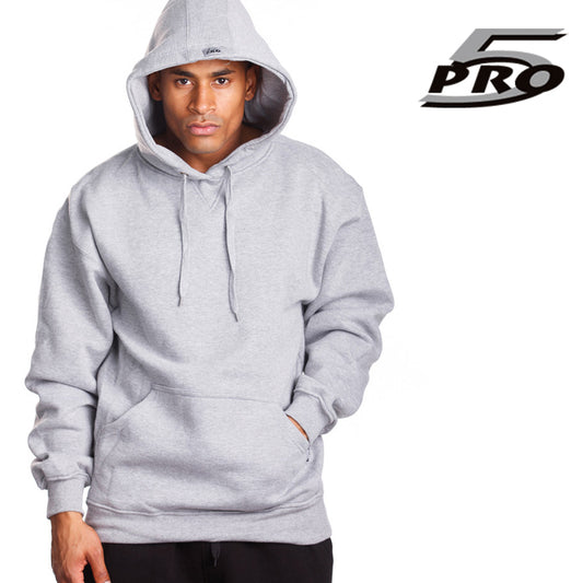 Pro 5 Men's Fleece Pull Over Hoodie Sweater Heavy Weight Heather Grey