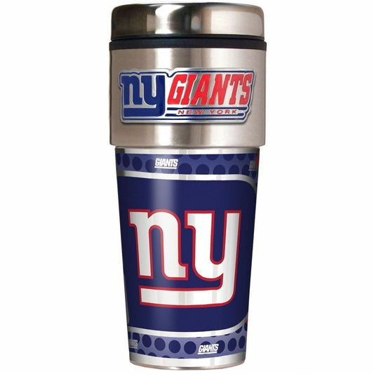 Vaso de viaje metálico New York Giants de acero inoxidable de 16 onzas