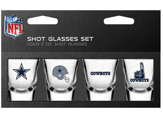 Dallas Cowboys Shot Glasses Set Four 2oz